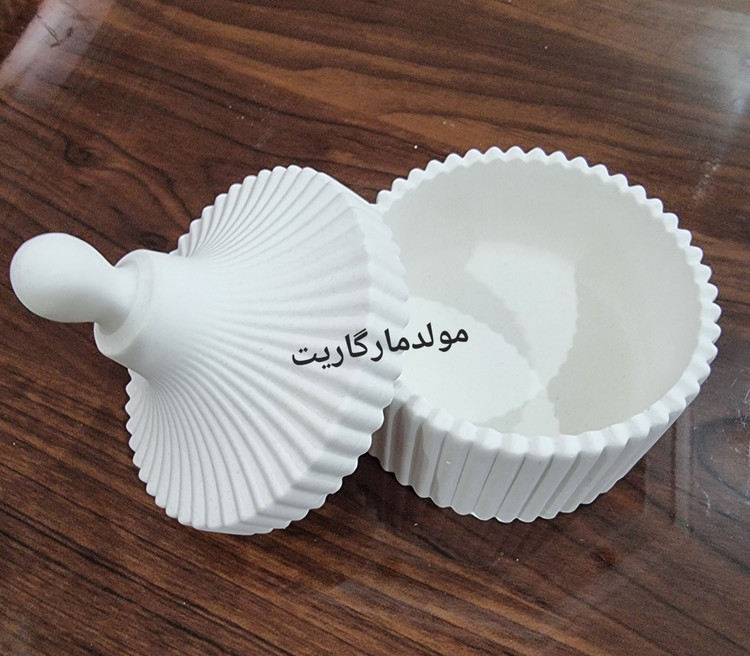 نمای بالای قندان سنگی طرح مراکشی ساخته شده با قالب سیلیکونی مارگاریت