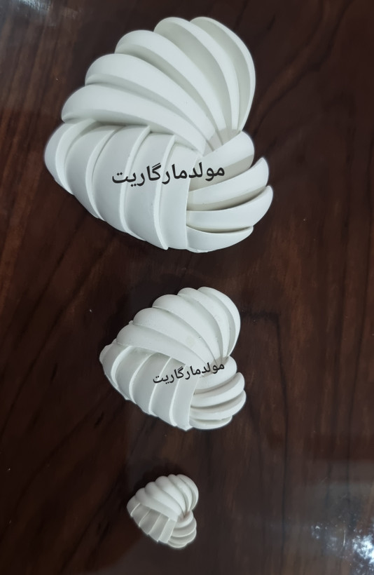 سه سایز قلب سنگی طرح صدفی ساخته شده با قالب سیلیکونی مارگاریت
