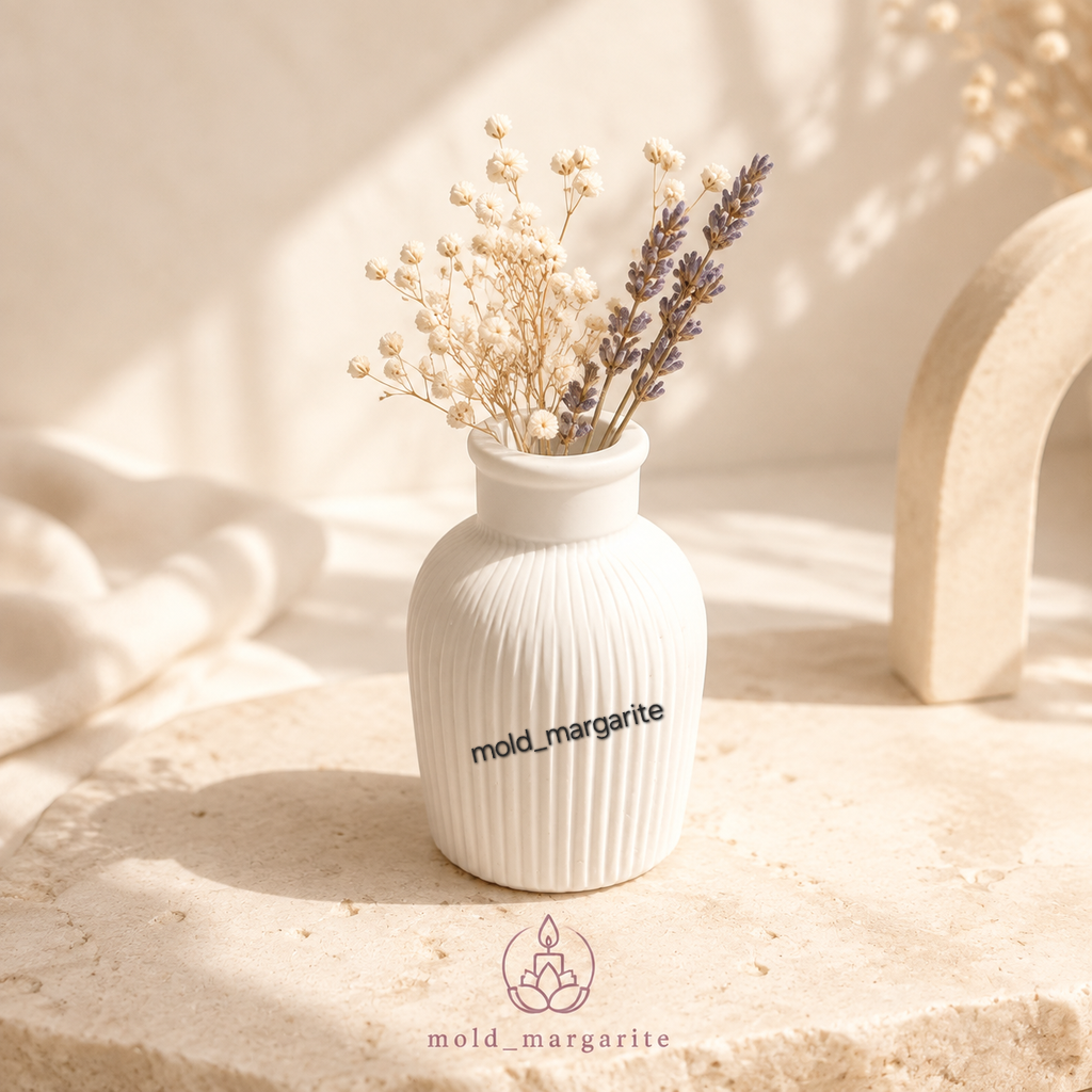 قالب سیلیکونی گلدان مینیاتوری طرح مراکشی (شیاردار عمودی)