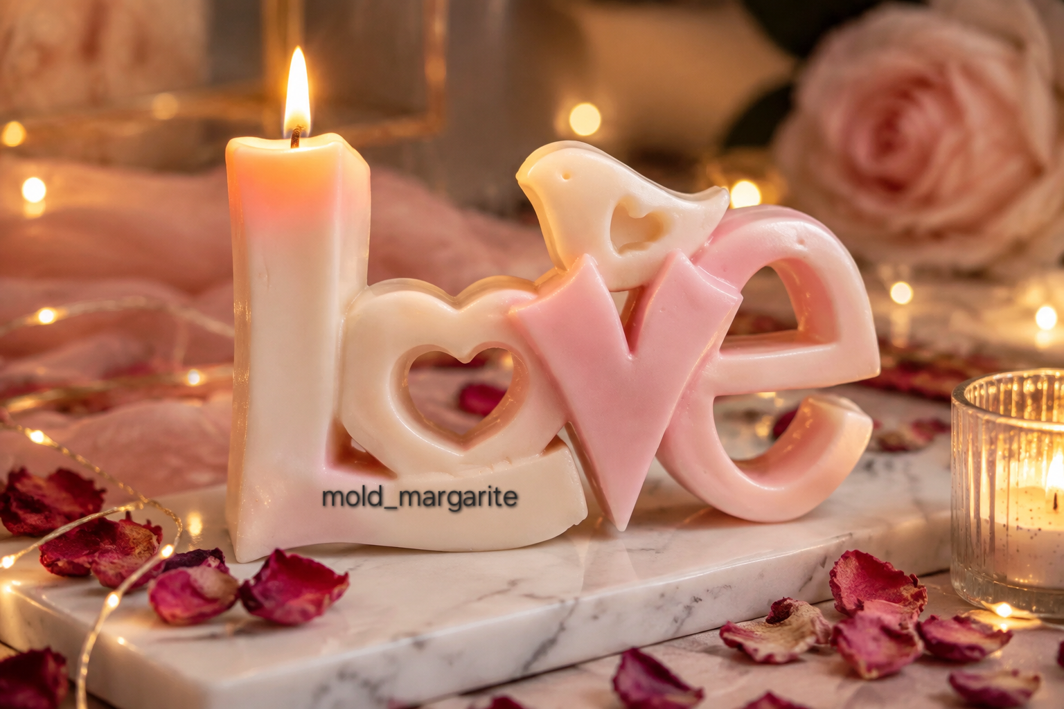 قالب سیلیکونی تندیس لاو (Love) طرح فانتزی قلب‌دار