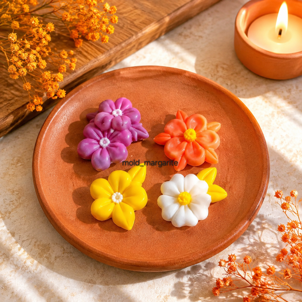 قالب سیلیکونی گل‌های پیکسلی (مجموعه ۳ طرح)