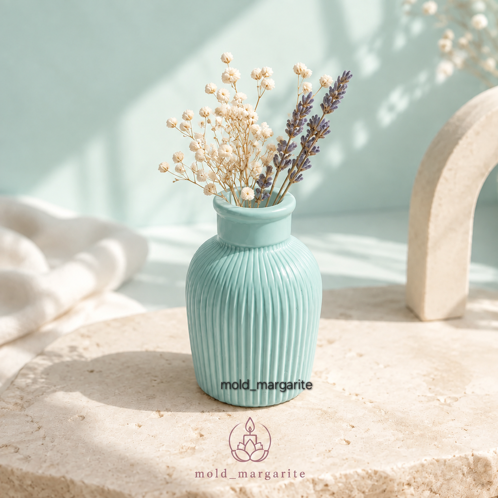 قالب سیلیکونی گلدان مینیاتوری طرح مراکشی (شیاردار عمودی)